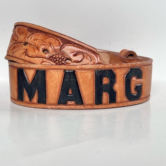 Vintage Leather Tooled Belt “Marg” Western Festival Coastal Cowgirl